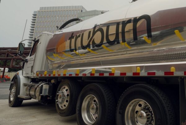 Truburn renewable heating oil tanker truck at a Vicinity Energy plant