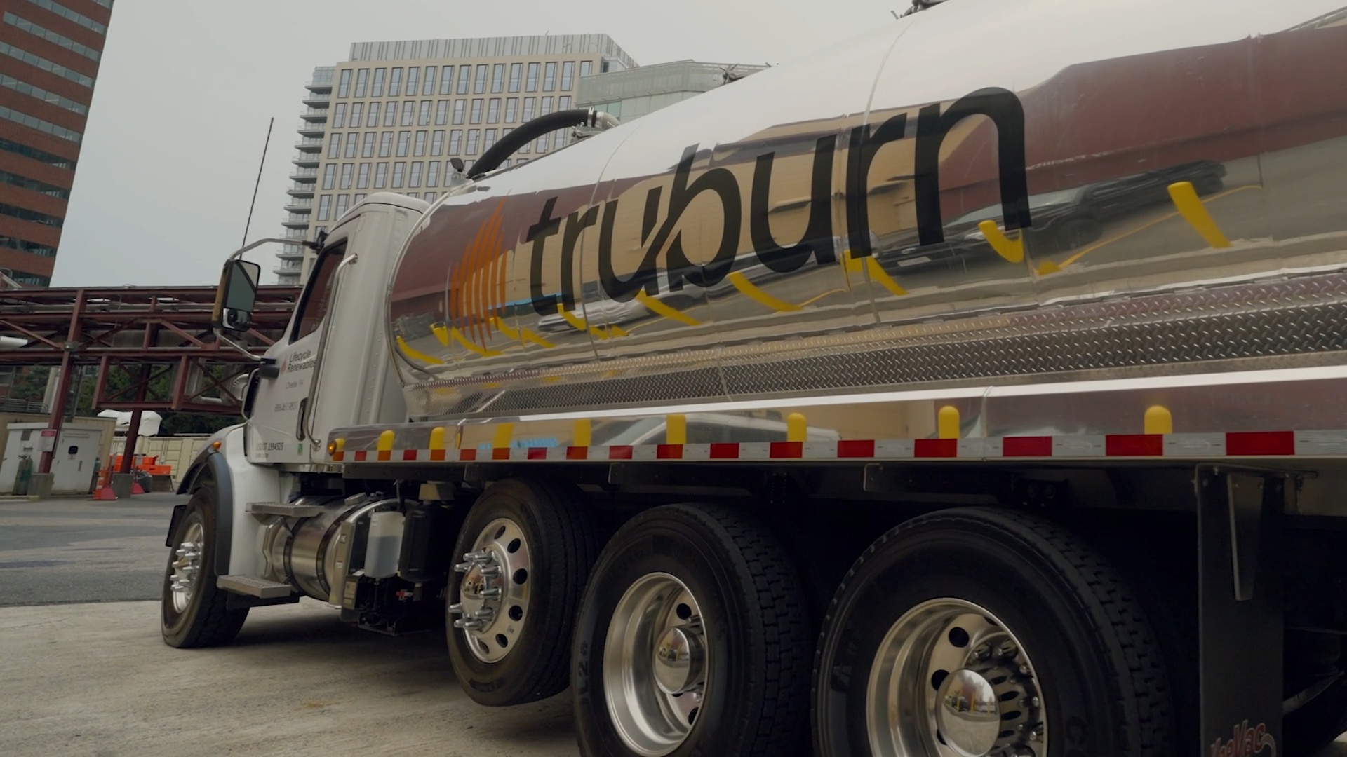 Truburn renewable heating oil tanker truck at a Vicinity Energy plant